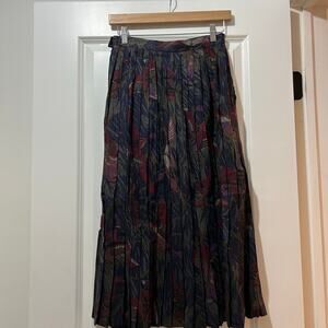 Vintage Mallard Duck Bird Pleated Midi Skirt Women’s 6 Cottagecore Novelty Theme